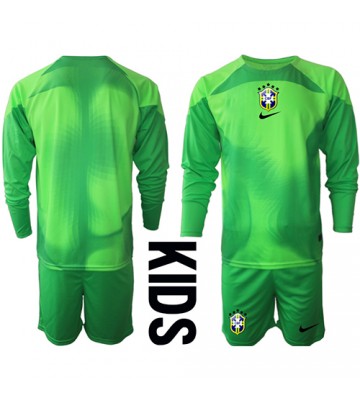 Brasilien Målmand Replika Babytøj Udebanesæt Børn VM 2022 Langærmet (+ Korte bukser)